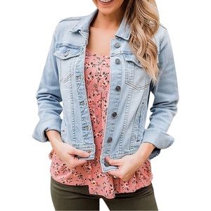 STYLUS Light Wash Distressed Denim Jacket Women’s Medium